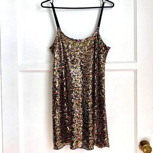 Free People Intimately Size M Multicolor Sequin Slip Dress Colorful Party